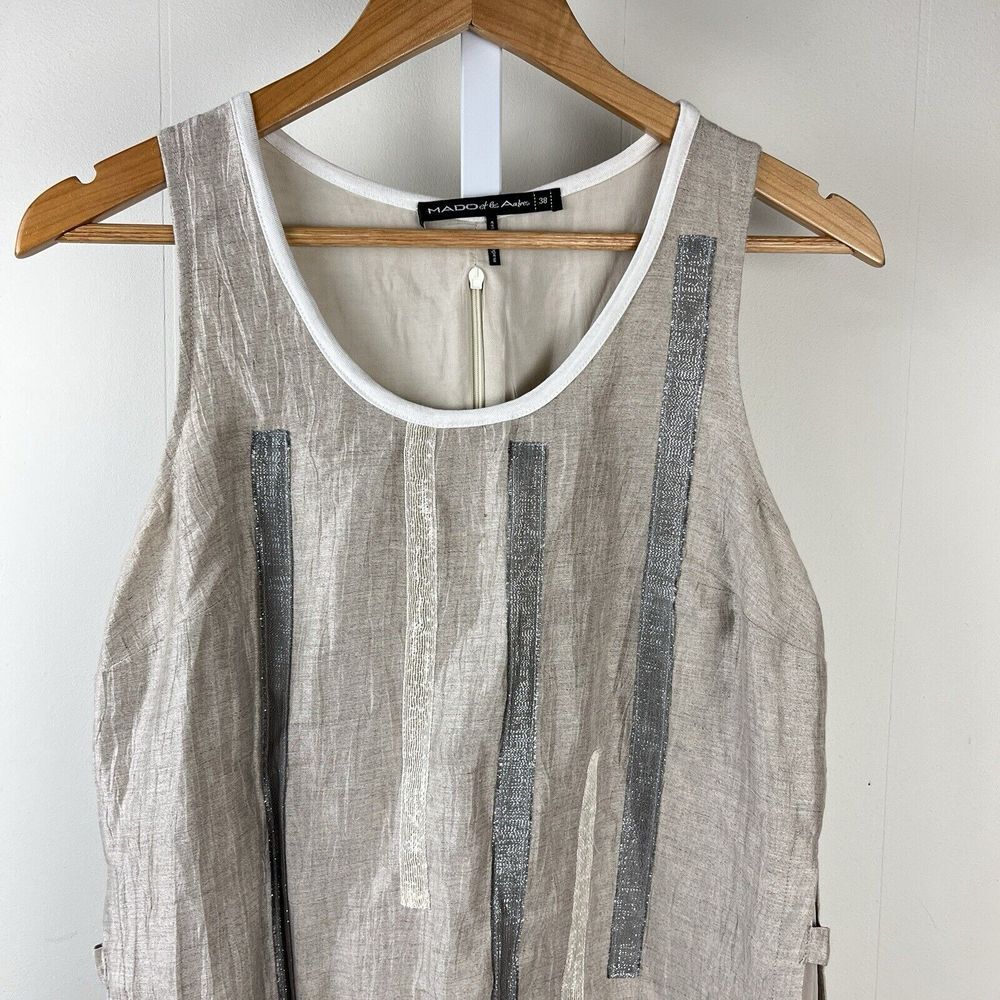Mado Et Les Autres Dress Tan Linen Blend Layered Sleeveless Lagenlook Eu 38 Us 8 View 2